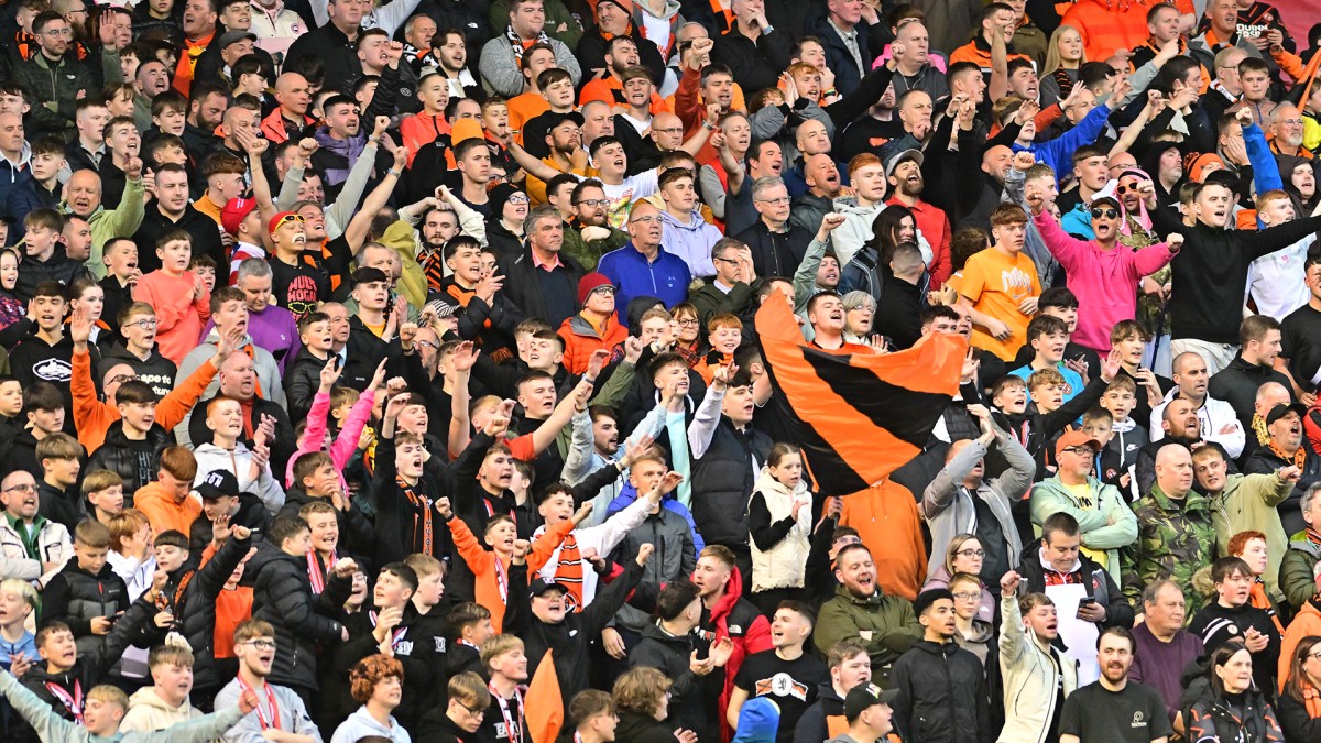 United supporters at Pittodrie Stadium